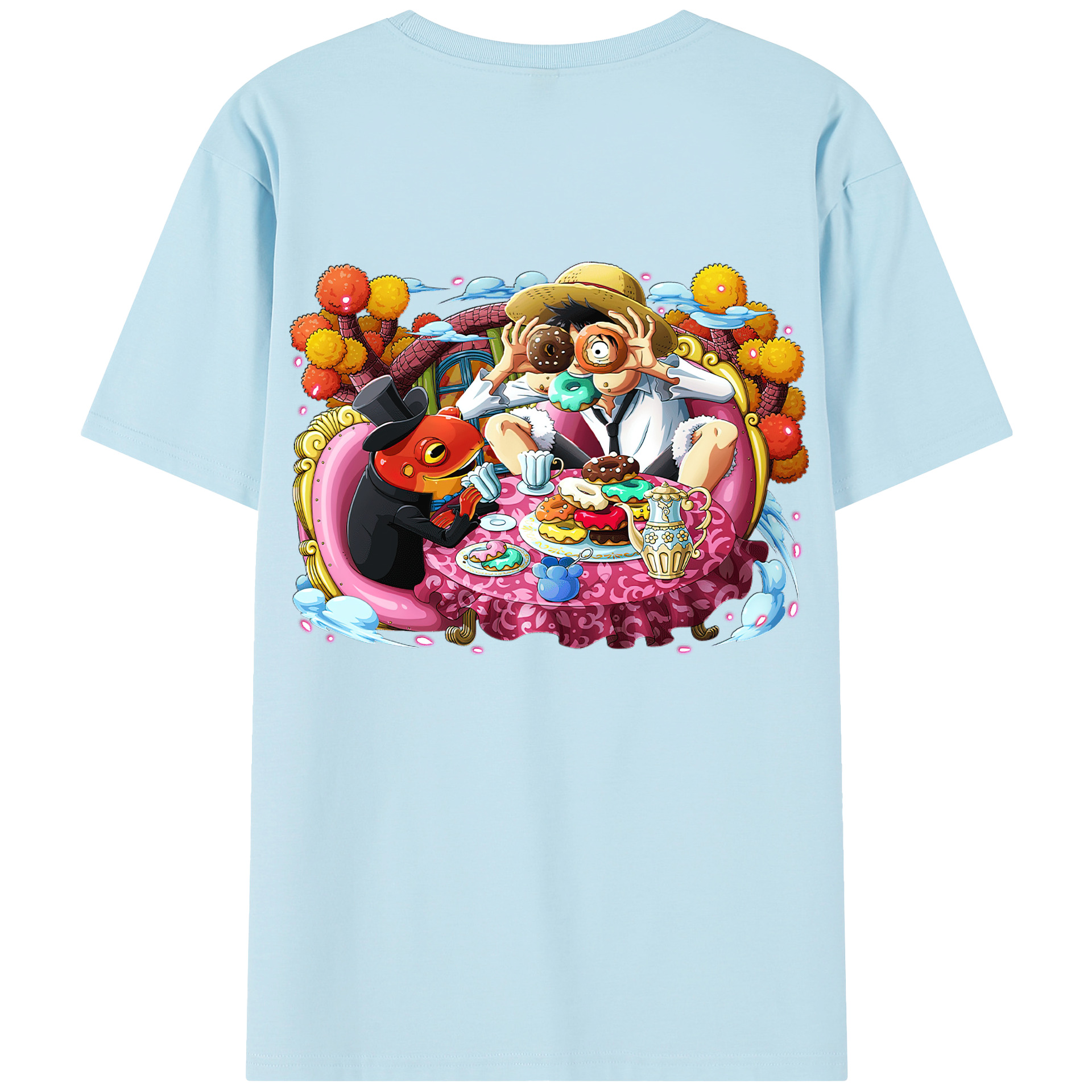 ワンピース モンキー・D・ルフィ ONE PIECE Monkey D. Luffy 綿100％半袖Tシャツ（背面プリント）